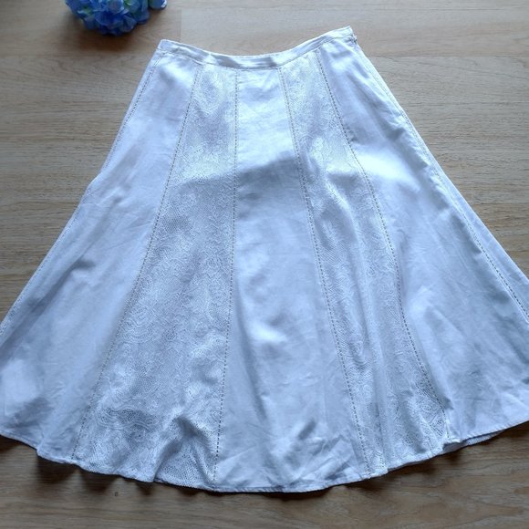 Coldwater Creek Linen Blend Lace Maxi Fare Skirt - Picture 1 of 7